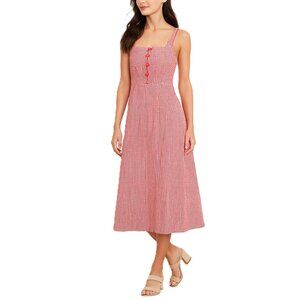 NWT Rachel Zoe Gingham Fit & Flare Midi Dress Size 6 Red Retro 50s